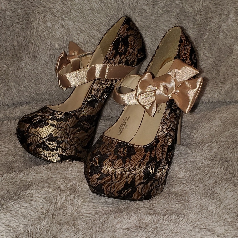 Satin and Lace platform heels